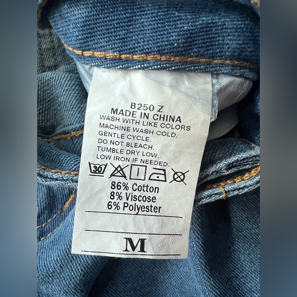 CIDER DENIM LOW RISE SOLID BOWKNOT POCKET WIDE LEG JEANS - Picture 4 of 4